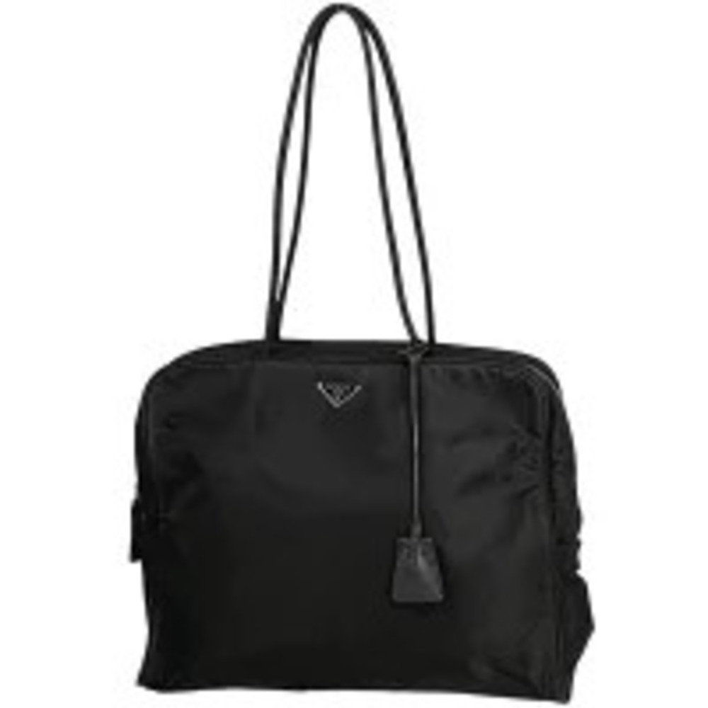 Prada Plate Tote Bag Handbag Nero Black
